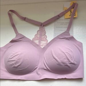 True & Co. Seamless Lace Racerback Bra — Light Lavender